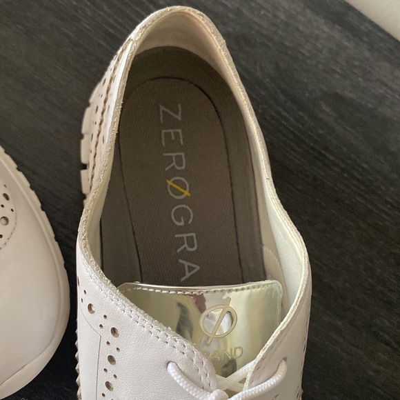 COLE HAAN ZEROGRAND Oxford WOMEN Shoes Wingtip Leather Light Gray Size 10B - Picture 7 of 8